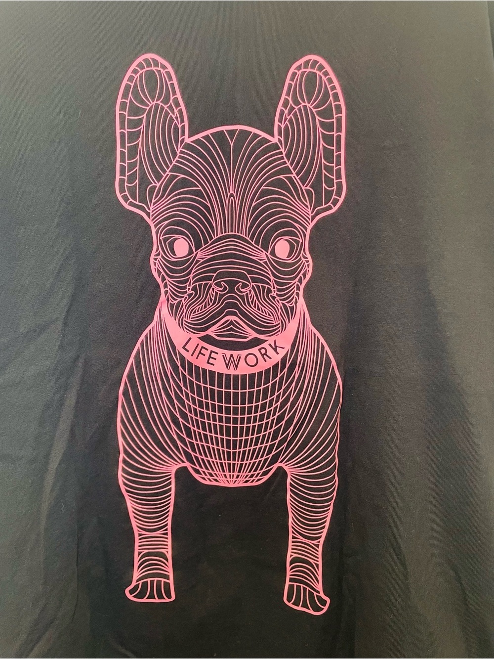 Black Short-Sleeve Tee with Pink French Bulldog Graphic - Picture 2 of 6